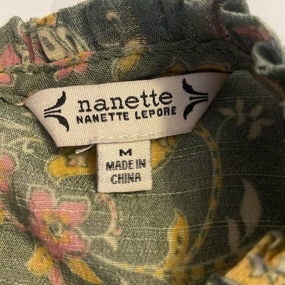 Nanette Lepore Flutter Sleeve Blouse Green Paisley & Floral Print Cottage Size M - Picture 6 of 9
